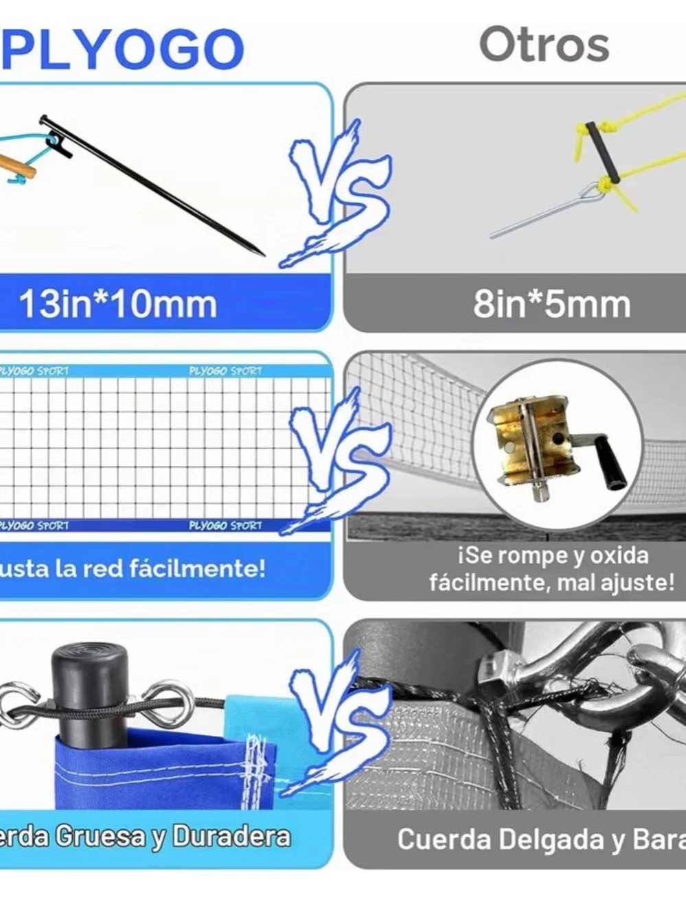 Blue Portable Volleyball Net Set with Carry Bag and Ball